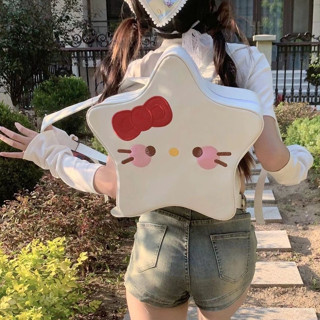 [LY] กระเป๋าเป้สะพายหลัง หนังเทียม ลาย Hello Kitty น่ารัก เข้ากับทุกการแต่งกาย สไตล์ญี่ปุ่น สําหรับผู้หญิง นักเรียน