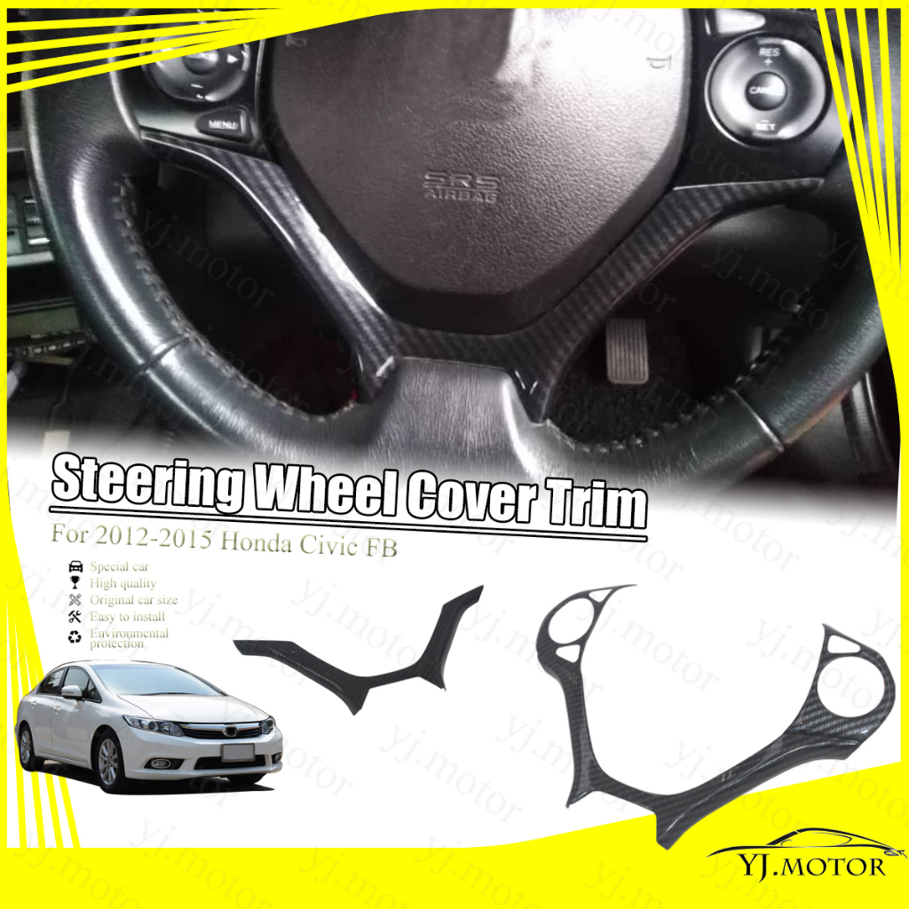 ปลอกหุ้มพวงมาลัยรถยนต์ คาร์บอนไฟเบอร์ ABS สําหรับ Honda Civic FB 9th Civic ปี 2012-2015