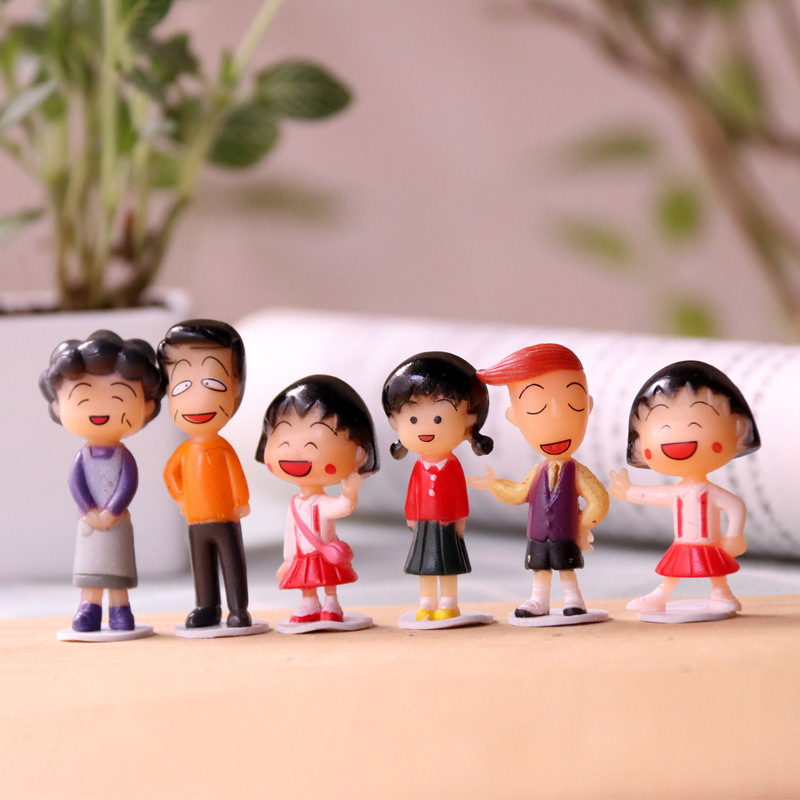 โมเดลฟิกเกอร์ PVC อนิเมะ Chibi Maruko-chan Dad Grandpa Grandma Sakura Momoko Q Version ขนาด 4.5 ซม. สําหรับตกแต่งเค้ก จํานวน 6 ชิ้น ต่อชุด