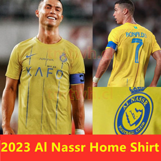 เสื้อเชิ้ต Ronaldo Al Nassr คุณภาพสูง สีเหลือง สําหรับผู้ชาย 2023