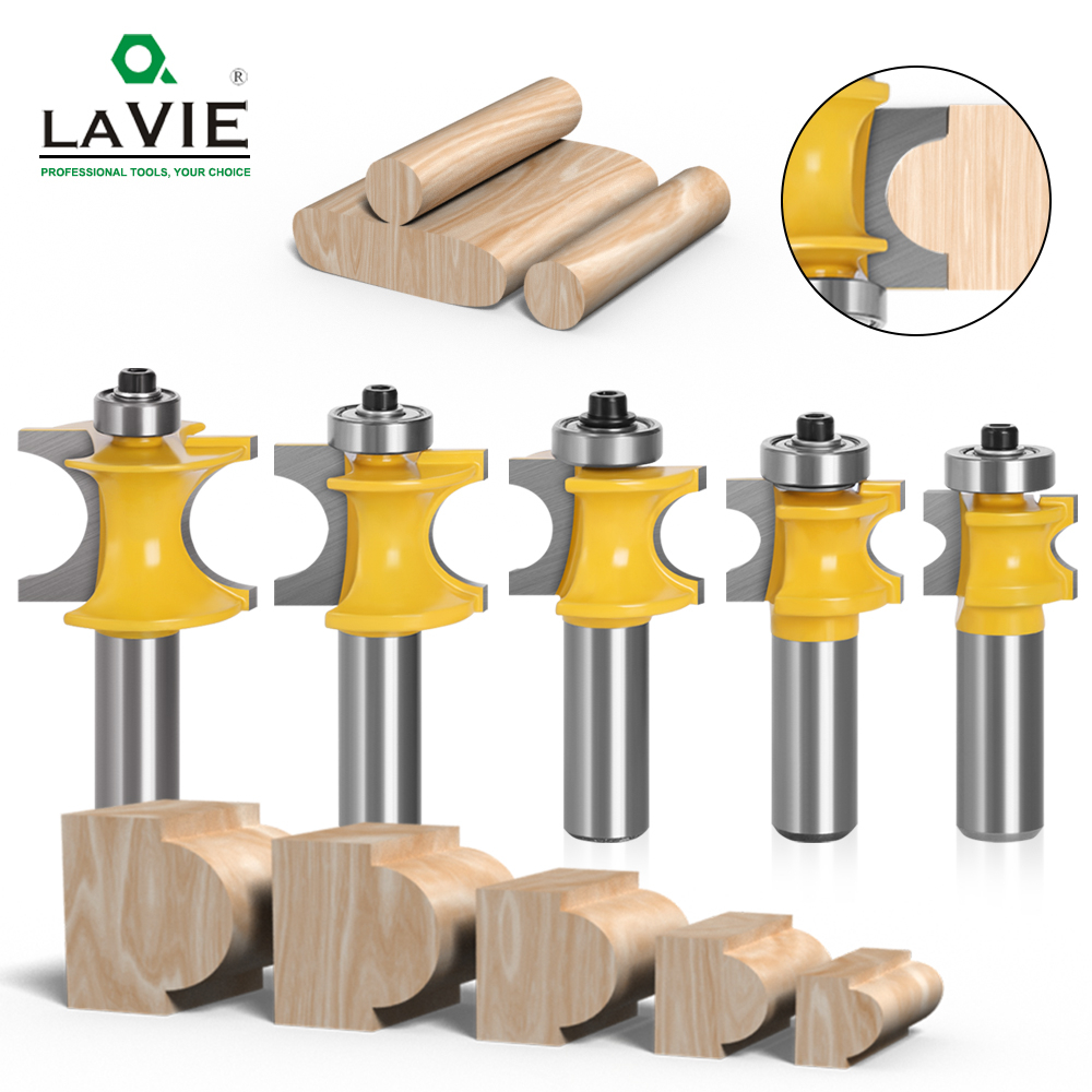 Lavie 1 PC 1/2 Shank Bullnose ครึ่งรอบ Bit Endmill Router Bits ไม้ 2 ขลุ่ยแบริ่งเครื่องมืองานไม้เครื่องตัดมิลลิ่ง