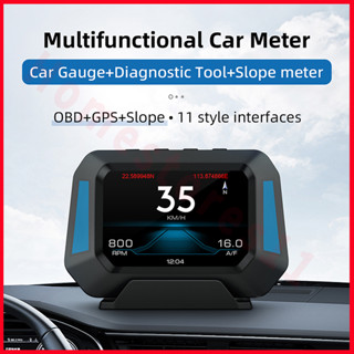 [12 ภาษา] เครื่องวัดความเร็ว P21 Car OBD OBD2 Meter GPS สําหรับรถยนต์ทุกรุ่น