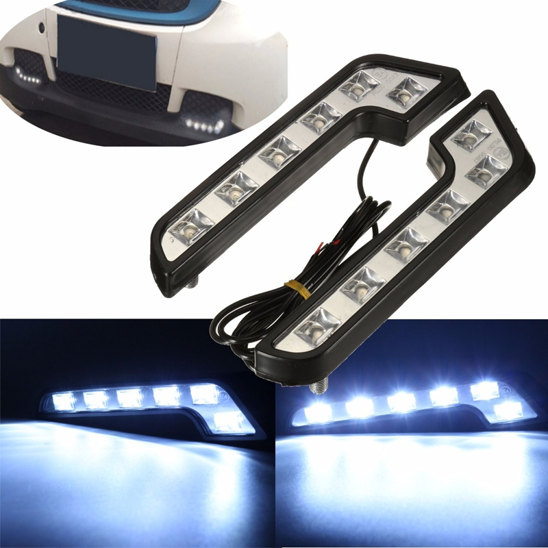 ไฟหน้ารถยนต์ Led DRL 12V รูปตัว L กันน้ํา สีขาว DIY 2 ชิ้น