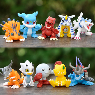 โมเดลฟิกเกอร์ PVC การ์ตูนอนิเมะ Digimon Adventure Gabumon Agumon Metal Greymon Garurumon V-mon ขนาด 3-4.5 ซม. ของเล่นสําหรับเด็ก 10 ชิ้น ต่อชุด