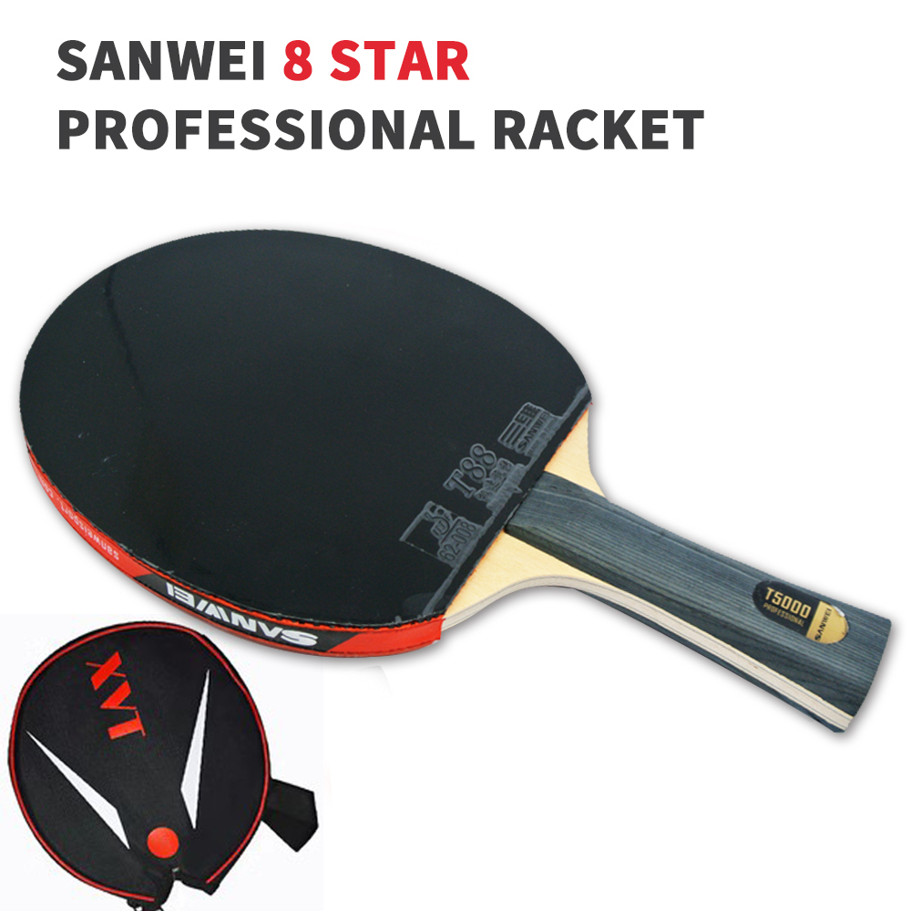 Sanwei 8 ดาว คาร์บอนไฟเบอร์ มืออาชีพ ไม้ปิงปอง / ปิงปอง ไม้ตีปิงปอง ส่งเคส