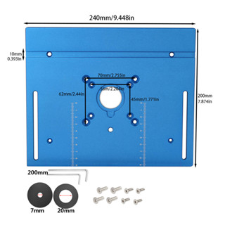 Aluminum Router Table Insert Plate W/Rings For Woodworking Benches Table Saw Multifunctional Trimmer Engraving Machine