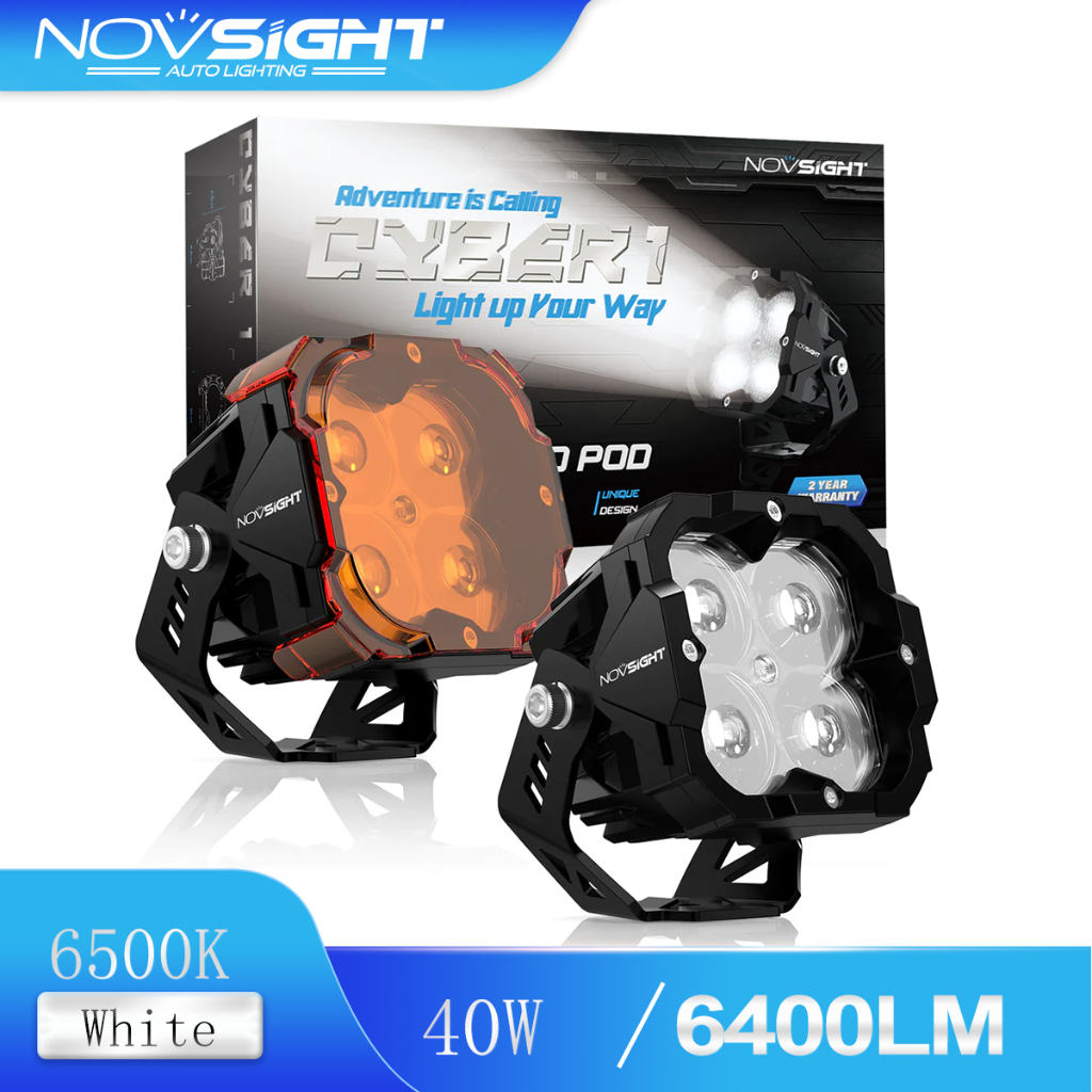 Novsight WL1 ทุกสภาพอากาศ 3 นิ ้ ว Cube LED Pods Off-road ขับรถหมอก Spotlight Floodlight 40W High Lumen 6500K สีขาว 2500K Amber Super Bright 2 ชิ ้ น