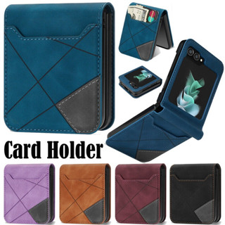 เคสโทรศัพท์หนัง PU ฝาพับ กันกระแทก พร้อมช่องใส่บัตร สําหรับ Samsung Galaxy Z Flip 5 5G Flip 4 SS Z Flip 3 5G