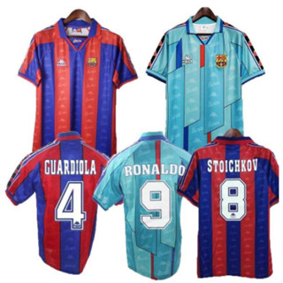 เสื้อกีฬาแขนสั้น ลายทีม Retro Barcelona 1996 AWAY SHIRT X RONALDO Barcelona สไตล์เรโทร