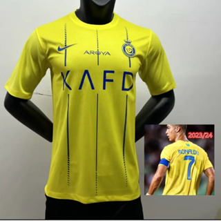 เสื้อกีฬาแขนสั้น ลายทีมชาติฟุตบอล Ronaldo 7# 2023-24Al-Nassr ชุดเยือน สําหรับผู้ชาย