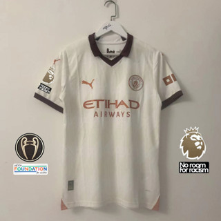 เสื้อกีฬาแขนสั้น ลายทีมแฟนบอล city away jersey 23 24 Fan edition S 4XL สําหรับผู้ชาย