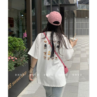 พร้อมส่ง LANBOS WE11DONE เสื้อยืดแขนสั้น ทรงหลวม ลายการ์ตูนลูกสุนัข สําหรับผู้ชาย และผู้หญิง