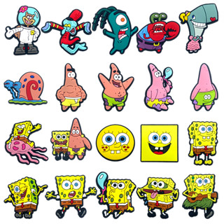 Jibbitz อุปกรณ์เสริม จี้รูปสพันจ์บ็อบ PVC พร้อมหมุด สําหรับรองเท้า Crocs the SpongeBob