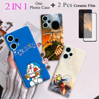 2 IN 1 เคสโทรศัพท์ TPU แบบนิ่ม พิมพ์ลาย พร้อมหน้าจอเซรามิค สองชิ้น สําหรับ Xiaomi Poco F5