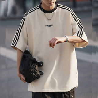 เสื้อยืดแขนสั้นลําลอง คอกลม ระบายอากาศได้ดี ลายวาฟเฟิล เสื้อยืด oversize ชาย แฟชั่นยอดนิยม สไตล์เกาหลี ขนาดใหญ่ เสื้อผ้าแฟชั่นวัยรุ่น