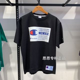 Champion เสื้อยืดคอกลม ผ้าฝ้ายแท้ พิมพ์ลาย ทรงหลวม สําหรับผู้ชาย และผู้หญิง C3-V332