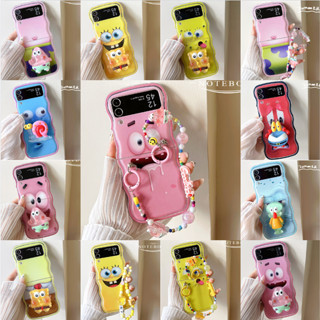 เคสโทรศัพท์มือถือ กันกระแทก ลายการ์ตูน SpongeBob SquarePants Pai Daxing พร้อมที่ตั้งวาง สําหรับ Samsung Galaxy Z Flip 5 Z Flip 4 Z Flip 3