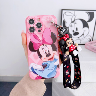 เคสโทรศัพท์มือถือ ซิลิโคนนิ่ม ลายการ์ตูนมิกกี้ เค้กน่ารัก พร้อมสายคล้อง สีชมพู สําหรับ Samsung A12 A13 A21S A53 A52 A22 A32 A23 A50