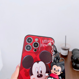 เคสโทรศัพท์มือถือ ซิลิโคนนิ่ม ลายการ์ตูนมิกกี้เมาส์น่ารัก พร้อมสายคล้อง สีชมพู สําหรับ Samsung S23Plus S22 Plus S22 S21Plus S21 Note9 Note10 S10 S9 S8 S7