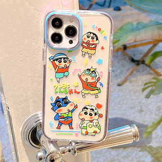 เคสโทรศัพท์มือถือ แบบใส ป้องกันกล้อง ลายการ์ตูนชินจัง หรูหรา สําหรับ iPhone 14 13 12 11 Pro Max