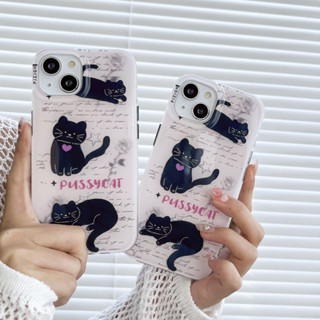 เคสโทรศัพท์มือถือ ลายการ์ตูนแมวดํา เรียบง่าย สําหรับ iPhone 14Pro max case 13Pro max 12Pro max 14Pro 13Pro 12Pro 11 12 13 14 case