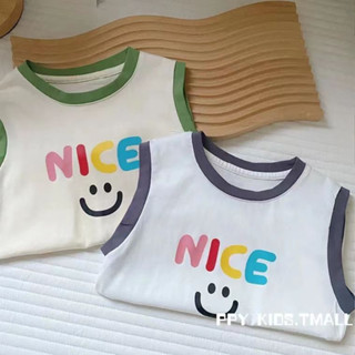 พร้อมส่ง เสื้อยืดแขนกุด ผ้าฝ้าย ขนาดเล็ก แฟชั่นฤดูร้อน สําหรับเด็กผู้ชาย