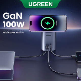 Ugreen 4 in 1 GaN 4 in 1 แท่นชาร์จไร้สาย 100W พร้อม USB C PD 100W 2 ช่อง และ USB-A 22.5W 14 Samsung S23 Huawei Mate10 Xiaomi