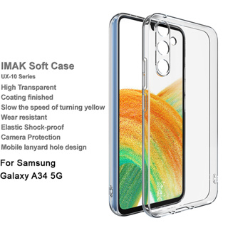 Imak Samsung Galaxy A34 5G เคสโทรศัพท์ ซิลิโคนใส เคลือบดีเลย์ สีเหลือง ใส นิ่ม TPU เคสด้านหลัง กันกระแทก