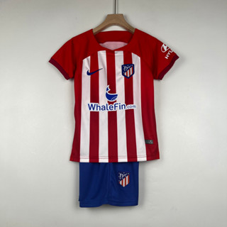 เสื้อกีฬาแขนสั้น ลายทีมชาติฟุตบอล Atletico de Madrid 2023-24 Season Club ชุดเหย้า สําหรับเด็ก