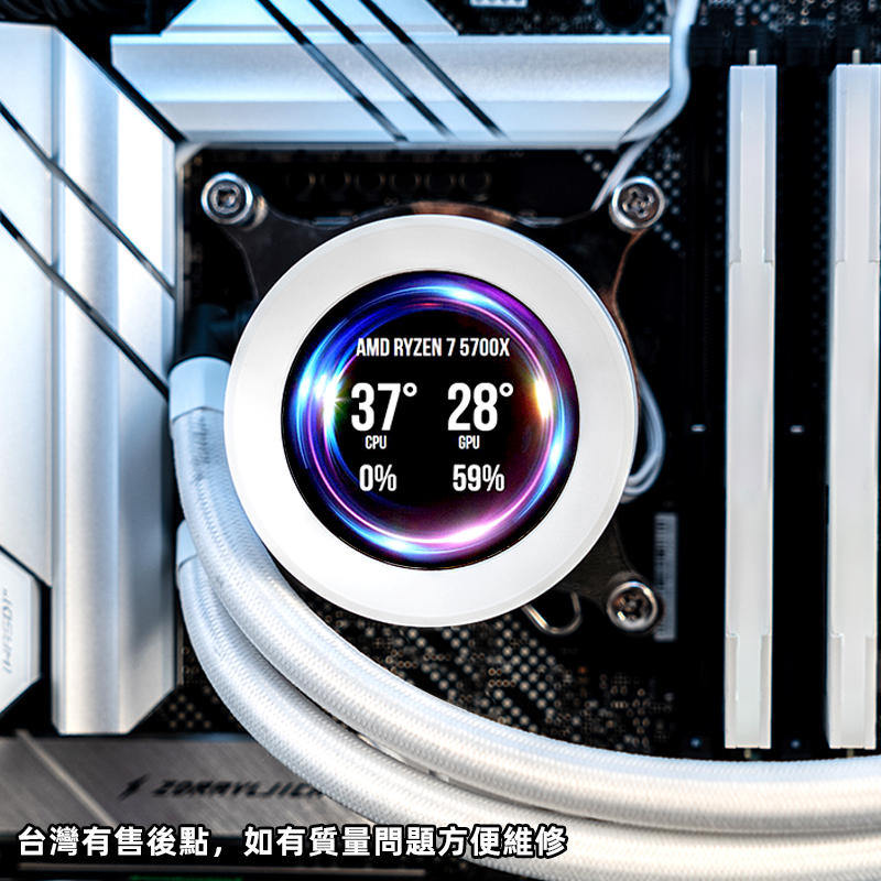 หม้อน้ําแสดงผล IPS หน้าจอกลมปราศจากไดรฟ์ Aida64 วิดีโอ GIF240360ชุดสากลระบายความร้อนด้วยน้ําแบบบูรณาการ