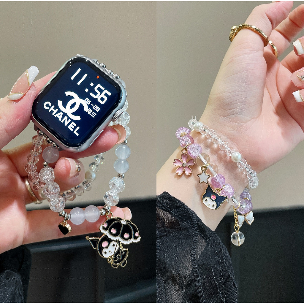 สายนาฬิกาข้อมือ ประดับลูกปัดคริสตัล วิบวับ สําหรับ Watch Strap Series10 9 8 7 6 5 4 3 2 1 se se2 Ultra Strap ขนาด 41 มม. 45 มม. 49 มม. 40 มม. 44 มม.สาย i watch Strap