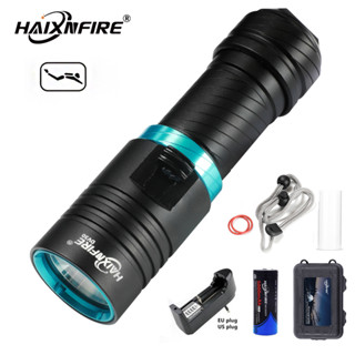 HaixnFire DV30 2000 Lumens มือถือ LED ไฟฉายดำน้ำแบบชาร์จไฟใต้น้ำไฟฉายแคมป์ปิ้งแสงไฟฉาย