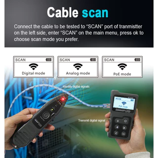 Noyafa NF-8209 Network Cable Tester Intelligent Cable Tracker POE Tester Cable Continuity Checking DC Power and Switch Loop-Back Test PoE Detector