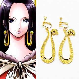 เครื่องประดับ ต่างหูโลหะ รูปงู One Piece Boa Hancock เหมาะกับของขวัญ แฟชั่นสําหรับผู้หญิง