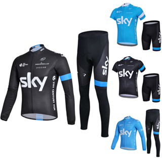 เสื้อกีฬาแขนยาว และกางเกงขาสั้น ลายทีม SKY Downhill Jersey คุณภาพสูง สําหรับขี่จักรยานเสือภูเขา