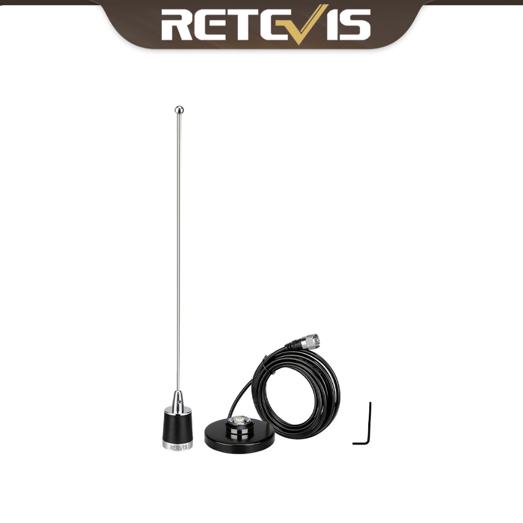 Retevis MR200 NMO เสาอากาศสมัครเล่น, 144/430MHz UHF/VHF พร้อมฐานเสาอากาศเมาท์แม่เหล็ก