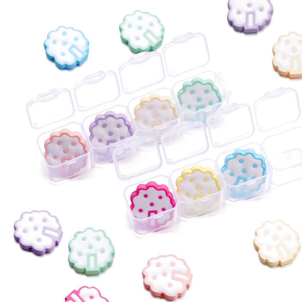 ST.KUNKKA 4 pcs 23*25 มม. อะคริลิค Big Tree ลูกปัดจี้ Multicolor รอบลุงลูกปัดสำหรับเครื่องประดับ DIY