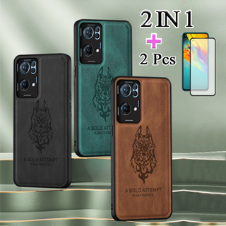 2 IN 1 เคสโทรศัพท์มือถือหนัง เซรามิค ป้องกันรอยหน้าจอ หรูหรา สําหรับ OPPO Reno 7 Pro 5G