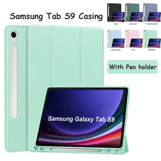 เคส TPU พร้อมช่องใส่ปากกา 11 นิ้ว พับได้ สําหรับ Samsung Tab S9 Galaxy Tab S9 FE 10.9 นิ้ว