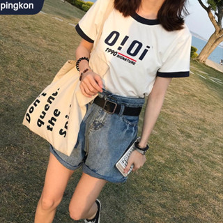 Tdg เสื้อยืดคอกลม แขนสั้น พิมพ์ลายตัวอักษร ทรงหลวม อินเทรนด์ ฤดูร้อน สําหรับผู้หญิง