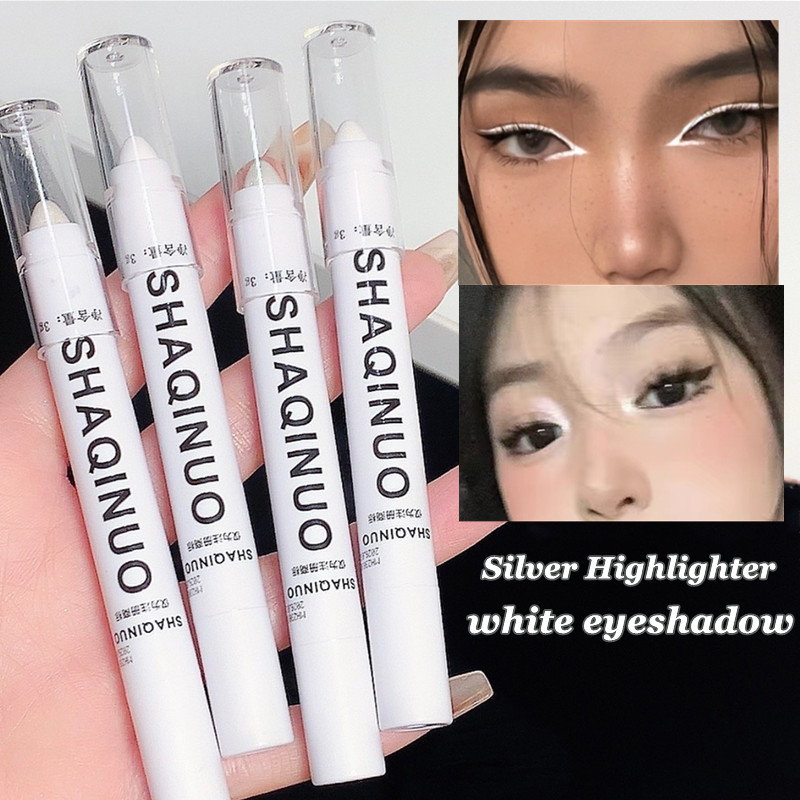 Gecomo Matte Eyeshadow Stick White Eyeliner, ปากกาเน้นข้อความสีเงินชิมเมอร์