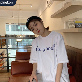 Tdg เสื้อยืดลําลองสําหรับสตรี แขนสั้น คอกลม พิมพ์ลายตัวอักษร ทรงหลวม เหมาะกับฤดูร้อน