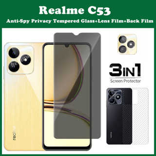 3in1 Realme C53 ฟิล์มกระจกนิรภัย เซรามิค กันแอบมอง เพื่อความเป็นส่วนตัว Realme C53 ป้องกันหน้าจอ + ฟิล์มเลนส์ + ฟิล์มด้านหลัง