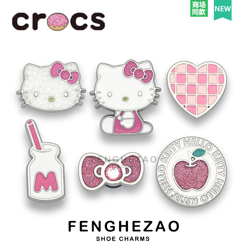จิ๊บบิท crocs jibbitz crocs ตัวติดรองเท้า crocs รู เล็ก จิบิท KITTY Pink Series ที่วางรองเท้า ดอกไม้ สําหรับผู้หญิง DIY อุปกรณ์เสริม การจับคู่ที่สร้างสรรค์