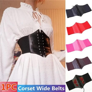 Women Vintage Girdle Rivet Embroidered Belt Bandaged Waistband Corset Elastic Decor Dress