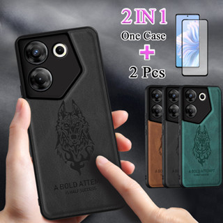 2 IN 1 สําหรับ Tecno Camon 20 Pro 5G เคสโทรศัพท์ หนังนิ่ม TPU พร้อมตัวป้องกันหน้าจอเซรามิก โค้ง