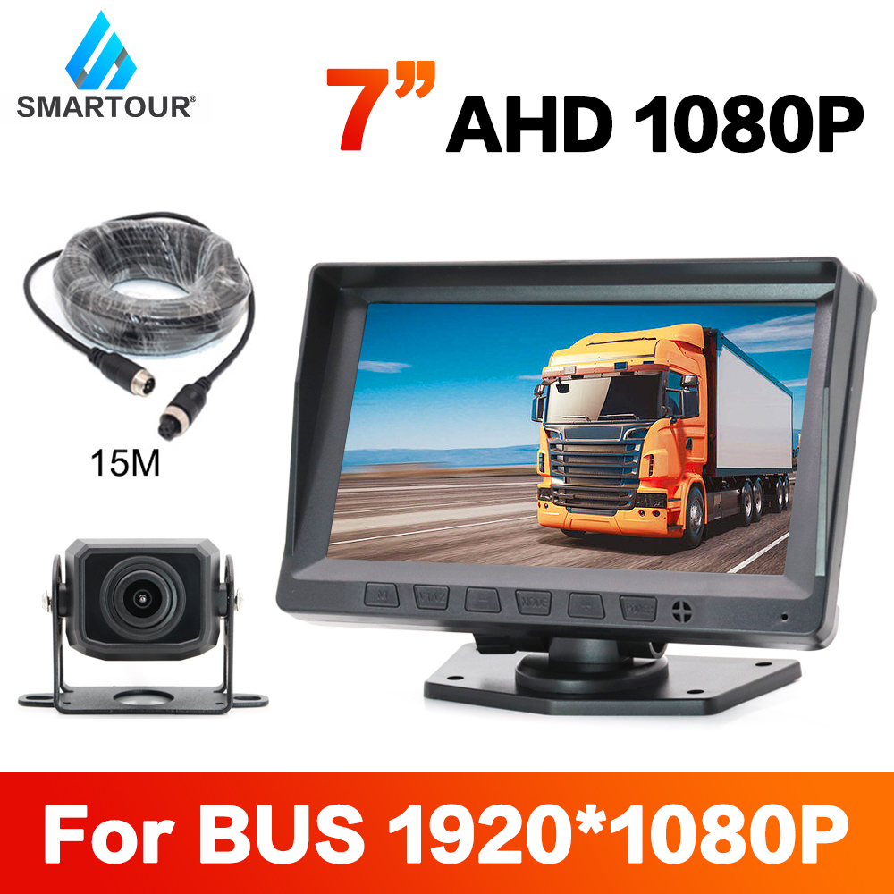 รถ AHD 1080P Back Up กล้องย้อนกลับ 4 พิน + 7 "AHD Night Vision ด้านหลัง Monitor 1920*1080P สําหรับรถบัสรถบรรทุก RV รถ