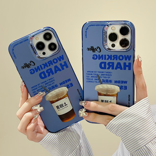 เคสป้องกันโทรศัพท์มือถือ ชุบไฟฟ้า กันกระแทก ลายกาแฟ สําหรับ iPhone 14promax 14 13 13promax 12 12promax 11