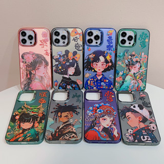 เคสป้องกันโทรศัพท์มือถือ ชุบไฟฟ้า กันกระแทก ลายการ์ตูนผู้หญิง สําหรับ iPhone 14promax 14 13 13promax 12 12promax 11