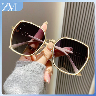 【ZM Glasses】แว่นกันแดดฤดูร้อน ป้องกันแสงแดด กรอบเงา แฟชั่นใหม่ หน้าใหญ่ดูผอม แว่นกันแดด แว่นตาทองสว่างระดับไฮเอนด์ 002